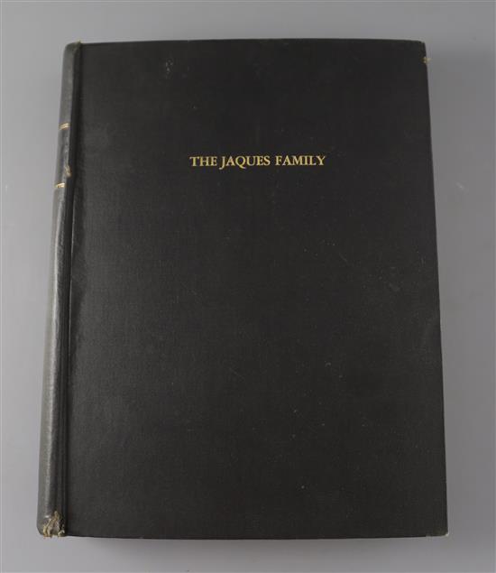Prepared by Rev. John Y. Broak D.D. - Book. THE JAQUES FAMILY Descendants of Henry Jaques who settled at Newbury, Massachusetts 1638.
